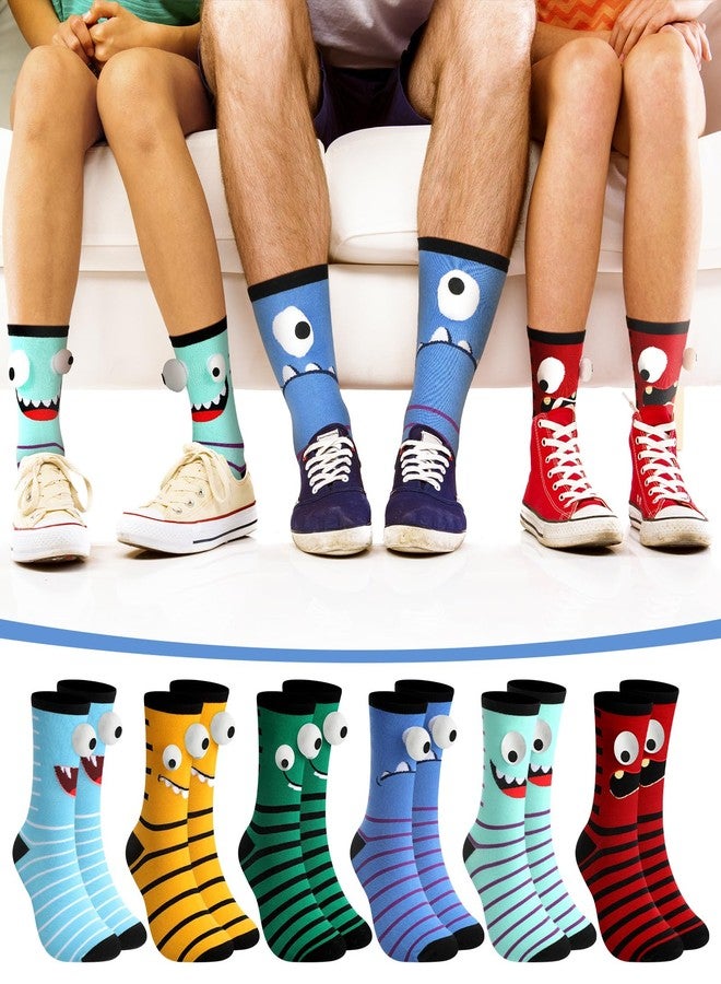 Chicingyou 6 Pairs Novelty Silly Socks, Funny 3D Eyes Monster Socks, Novelty Crazy Silly Stockings, 3D Print Wacky Christmas Birthday Gifts for Men Women Friends - Image 5